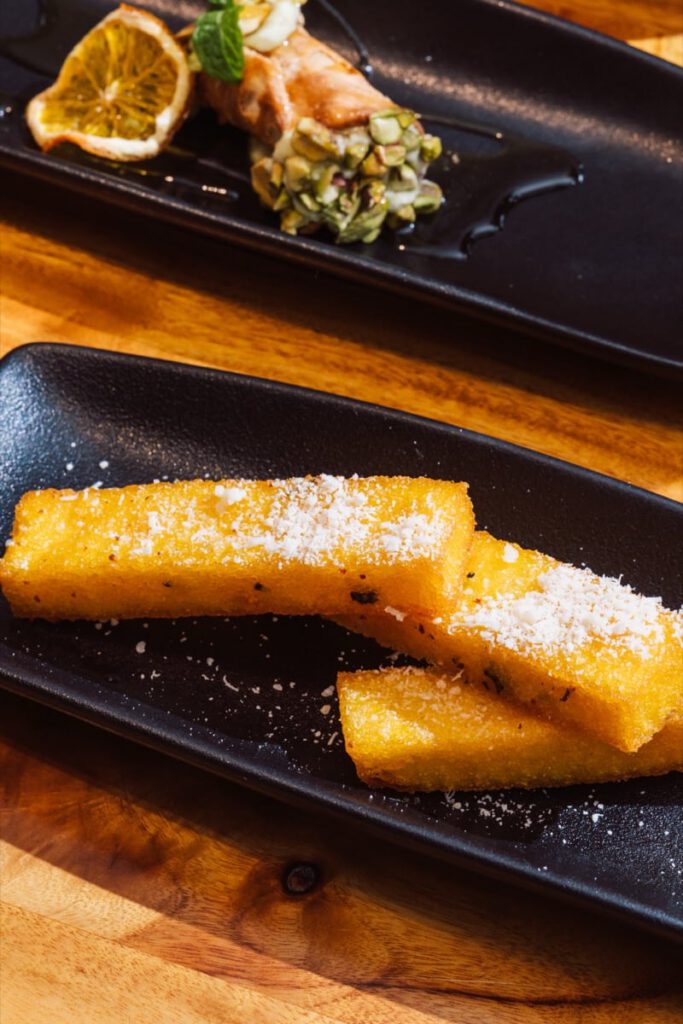 Fried polenta chips with parmesan at Il Verde Italian restaurant on King Street in Bowen Hills Brisbane