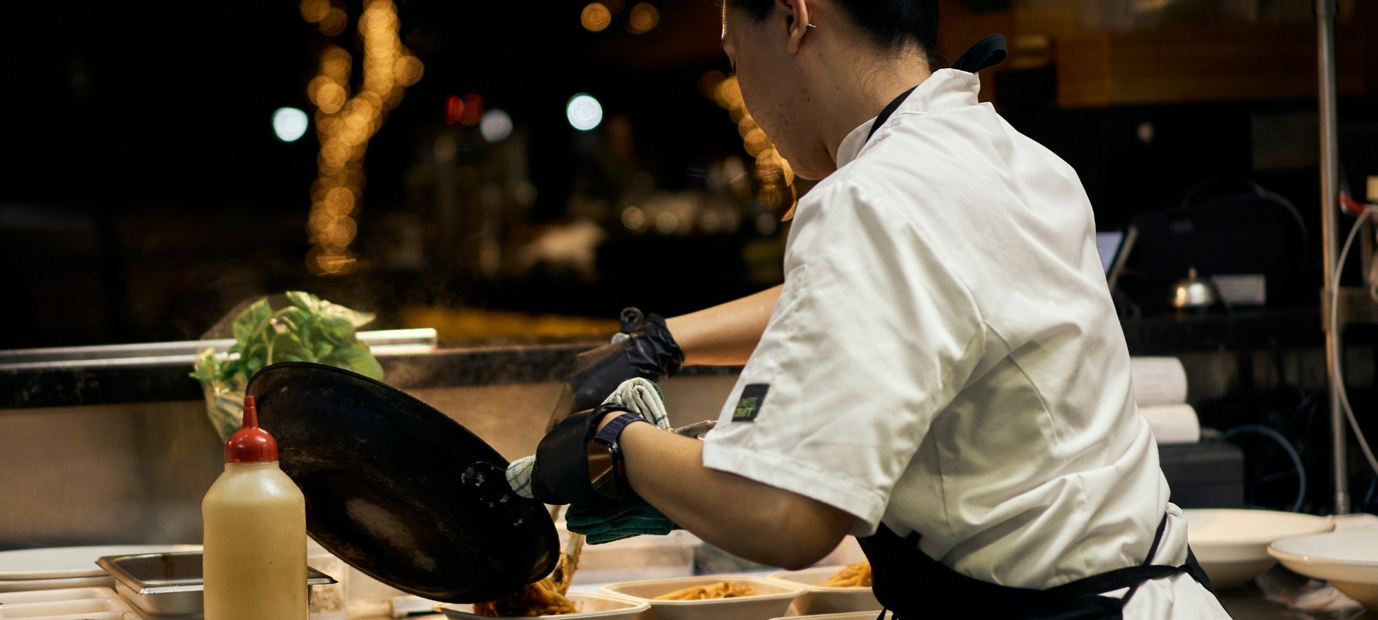 Chef preparing fresh pasta in the open kitchen at Il Verde Italian restaurant in Bowen Hills Brisbane